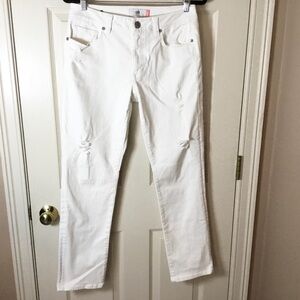 CAbi High Slim Distressed White Jeans Style #5305 - 6